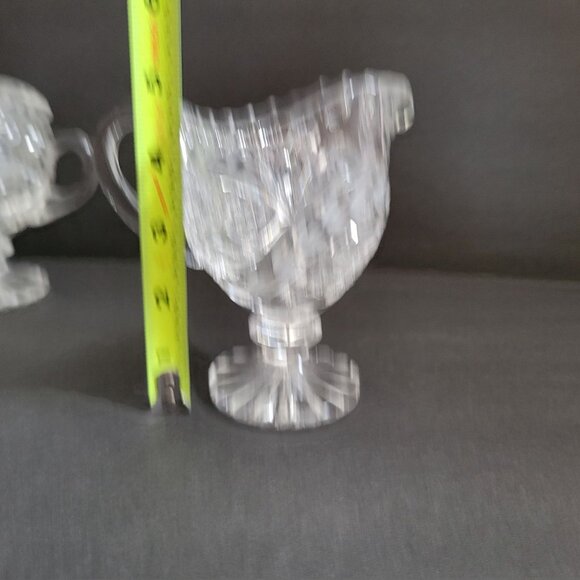 Vintage Crystal Sugar & Creamer Set With Etched Floral Design - Picture 16 of 16
